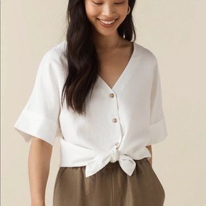 Vetta textured girlfriend shirt ivory XS